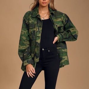M Free People Camo Military Jacket M 